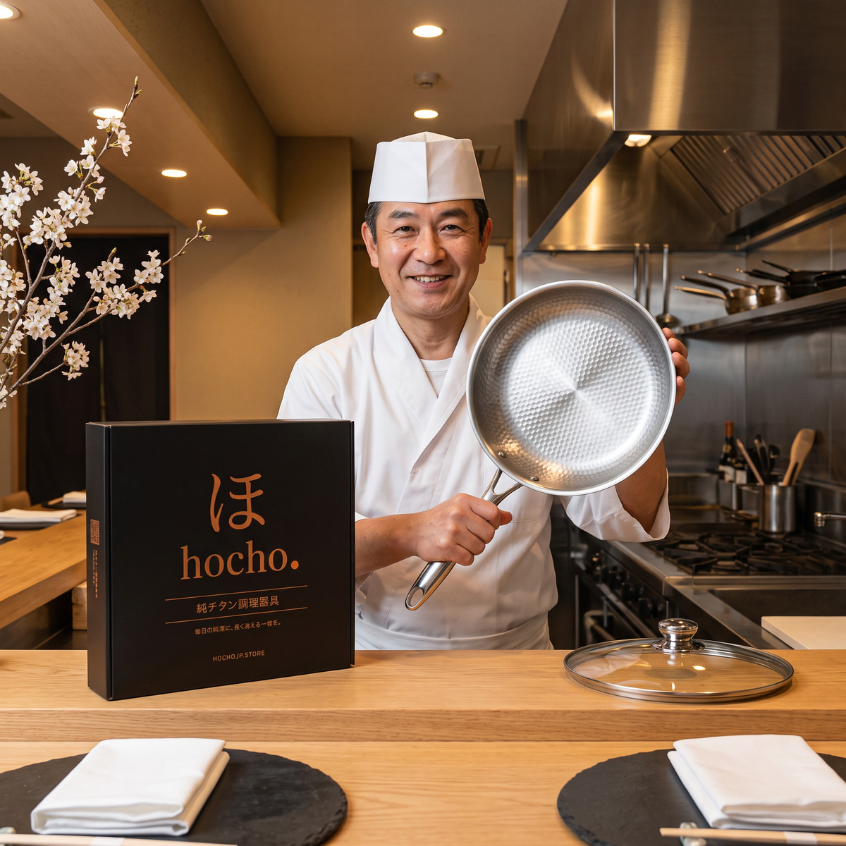 Hocho 有害物質フリーの料理に、純チタン100%フライパン